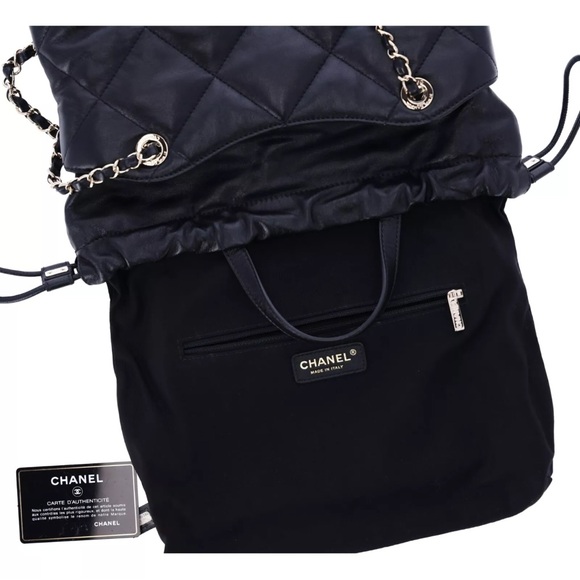 Chanel Lambskin Quilted Small Drawstring Shopping Bag Black - Picture 14 of 14